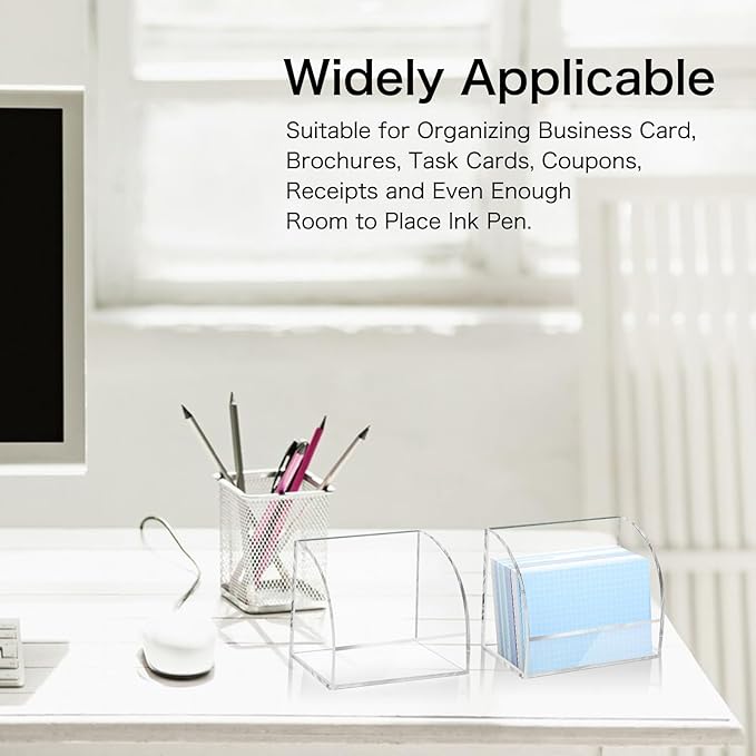 2 Pack Index Card Display Stand 3x5 Acrylic Card Holder for Desk File Note 4x2.4x5.4 Inch Clear Postcard Stand Index Card Rack Acrylic Business Card Stand for Office Business Classroom (No Card)