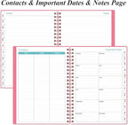 Daily Planner 2026 Full Page Per Day- 2026 Daily & Monthly Planner from January 2026 to December 2026, Day Planner 2026 with 12 Months Tabs, 6.4" x 8,5", Pink