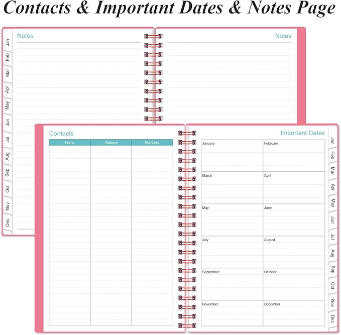 Daily Planner 2026 Full Page Per Day- 2026 Daily & Monthly Planner from January 2026 to December 2026, Day Planner 2026 with 12 Months Tabs, 6.4" x 8,5", Pink