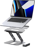 j5create Laptop Stand with USB C 4K HDMI Display Hub - 2 USB A 5Gbps, PD 100W with USB-C 5Gbps | Aluminum Computer Riser for MacBook and Windows Notebook (JTS327)
