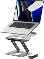 j5create Laptop Stand with USB C 4K HDMI Display Hub - 2 USB A 5Gbps, PD 100W with USB-C 5Gbps | Aluminum Computer Riser for MacBook and Windows Notebook (JTS327)