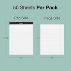 POPRUN White Legal Pads 8.5 x 11.75 College Ruled, 100GSM Writing Paper Pad, Bulk Lined Notepad Notebooks for Work School, Classroom Office Supplies, 6 Pack