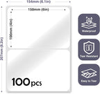 100Pcs Clear Large Labels for Storage Bins,6x4 Inch Removable Labels,Large Labels for Blank Box,Strong Adhesive Tear Resistant No Residue Blank Labels (Trasparent)