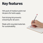 Amazon Basics Ballpoint Pens, 1.0mm, Red, 144 Pack