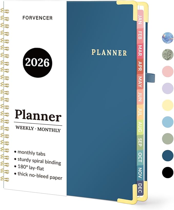 2026 Planner, Forvencer Calendar Planner Weekly and Monthly, Jan 2026-Dec 2026, 6" X 8", Hardcover Agenda Book, Daily Journal Organizer with Inner Pocket, Notebook for Office School, A5, Navy Blue