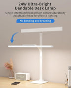 SEOUFRDZ LED Desk Lamp with Base, 24W Brightness Touch Control Desk Light for Home Office, Eye-Caring Tall Adjustable Architect Lights for Reading, Drawing, Crafts, Gaming, Workbench, Study