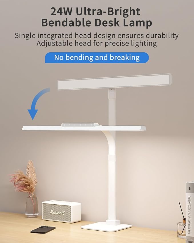 SEOUFRDZ LED Desk Lamp with Base, 24W Brightness Touch Control Desk Light for Home Office, Eye-Caring Tall Adjustable Architect Lights for Reading, Drawing, Crafts, Gaming, Workbench, Study