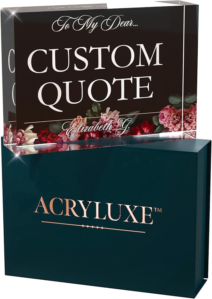Personalized Gifts, Custom Quote Block Letter Board,Crystal-Clear Acrylic with Gift Box,17 Styles, Holiday and Christmas Gift for Mom, Dad, Girlfriend, Him or Her, Husband, Wife (5"x7, Floweret)