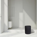 DoveeDosa Black Luxury Stone Bathroom Trash Can, Modern Bathroom Office Trash Can, Resin Wastebasket, Garbage Receptacle Bin for Bathrooms, Offices, Powder Rooms, Kitchens (Black)