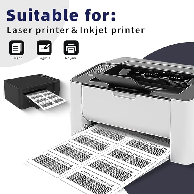 POLYSELLS Self Adhesive 2"x4" Address Shipping Labels, 10UP White Sticker FBA Labels, Inkjet/Laser Printer Compatible, 10 Labels/Sheet, 250 Sheets/2500 Labels
