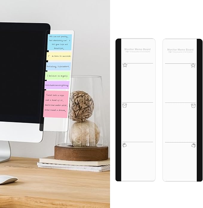 Office Desk Accessories 2pcs Multifunction Computer Monitor Memo Board - Transparent Computer Side Panel Memo Creative Monitor Side Panel Suitable for Office Home Desktop