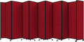 Versare Room Divider 360 Portable Wall Partition | Folding Panels | Large Freestanding Divider | Locking Wheels | Temporary Room Separator | 25' x 7'6'', Red