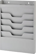 MAXXBUILD 4 Tier Wall Mounted File Organizer, Metal Task Rack for Office Documents, Mail & Folders, Space-Saving Office Wall Organizer, Graywhite 19.5”H