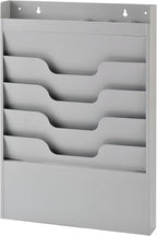 MAXXBUILD 4 Tier Wall Mounted File Organizer, Metal Task Rack for Office Documents, Mail & Folders, Space-Saving Office Wall Organizer, Graywhite 19.5”H
