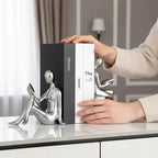 TYGKROF Decorative Bookends,Ceramic Statue Book Ends,Home Office Modern Bookends,Decor Aesthetic Reading Book Holders for Bookshelf,Bedroom Living Room Decoration Unique Bookends (Silver)