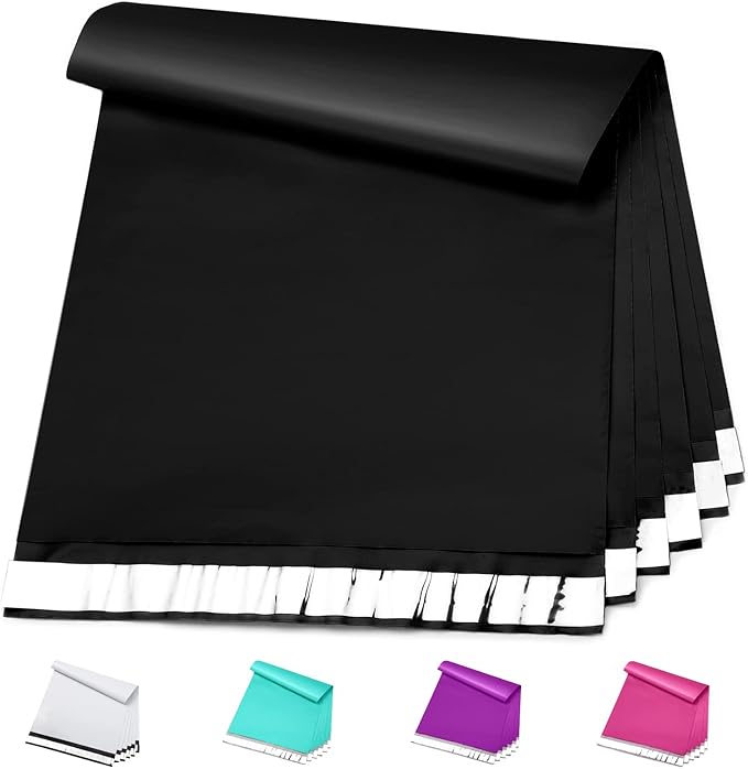 Metronic Poly Mailers 14.5x19 200Pcs Black, Large Shipping Bags for Clothing, Strong Adhensive Mailing Bags Shipping Envelopes Bags for Small Business