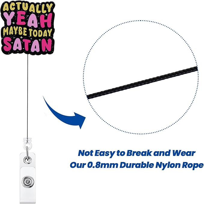 Actually Yeah Maybe Today Satan Funny Nurse Badge Reel, Retractable ID Card Badge Holders, Medical Badge Clip for ER ED ICU Psychiatry Behavioral Health Resident Physician RN CNA MA Night Shift Nurse