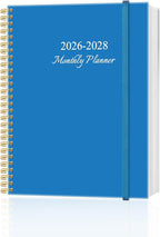 2026-2028 Monthly Planner, Three Years Calendar from January 2026 - December 2028 with Spiral Binding, Inner Pocket, Elastic Closure, 38 Month Planner for Home | School | Office, 8.5" x 11", Blue