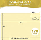 Manila Folders, HERKKA 170 Pack 1/3 Cut Tab File Folders, Manila Folders 8.5 x 11 Designed for Office and Classroom Use, Letter Size