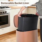 PayLessHere Trash Can Kitchen Stainless Steel Trash Can Trash Can with Lid Removable Inner Bucket Foot Pedal Soft Close for Office Home Kitchen Garbage Can Trash Bin (Pink, 13 G)