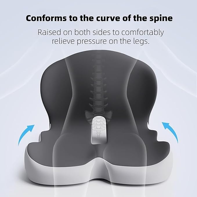 Orthopedic Cushion for Office Chair and Car, Memory Foam Seat Cushion with Lumbar Support Pillow, Instant Relieve Pressure on Back, Hips, Tailbone, Improves Sitting Posture (2, Black)