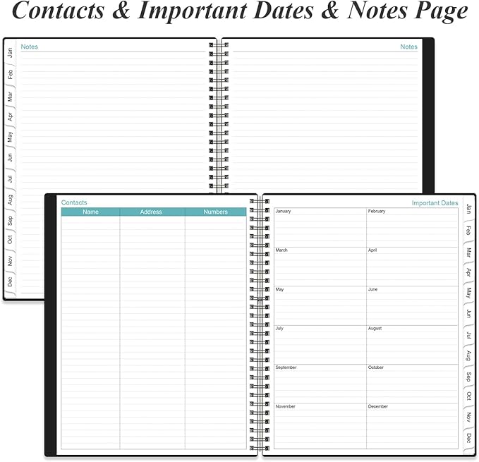 2026 Planner - Planner 2026 from January 2026 to December 2026 with 12 Monthly Tabs, Flexible Cover, Inner Pocket, 8.5" x 11", Black-A