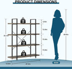 FURSUN Heavy Duty 4 Tier Bookcase, 55-in Tall Industrial Modern Large Bookshelf, Wood Farmhouse Bookcases Book Shelves and Metal Frame for Office, Bedroom, Living Room, Grey