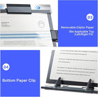 Lihaobm Desktop Document Book Holder, Document Paper Holder for Typing with 7 Adjustable Positions and Highlight Text Bar for A4 Paper Music Book, Black
