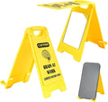 Funny Office Desk Accessories,Office Cubicle Decor Gift for Coworker Designer Boss Home Workspace Table Signs，Phone Holder Mirror Acrylic Work Humor Stress Relief Caution Desk Decor(Brain At Work)