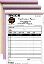 Custom Invoice Book in 3-Part /2-Part Receipt Book with Carbon Copies Personalized Carbonless Service Invoice Form Books Sales Order Book with Company Name Logo Address,E-Invoice Book with Logo