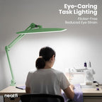 Neatfi XL 2,200 Lumens LED Desk Lamp with Clamp, 24W Bright Architect Task Lamp, 20 Inches Dimmable Computer Light, Adjustable Desk Light for Home, Office, Crafts & Nails (Non-CCT, Midnight Green)