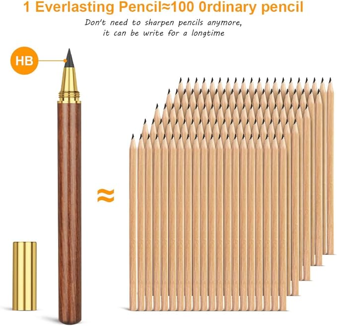 HOTUT Inkless Pencil - 4pcs Everlasting Wooden Infinity Pencil, Wood-Cased Graphite Reusable for Writing Drawing, Students Home Office School Supplies