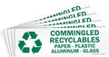 SmartSign Commingled Recyclables Sticker - Paper, Plastic, Aluminum Glass Pack of 5 Labels | 3" x 10" Laminated Vinyl, Made in USA