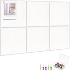 Thboxes Large Cork Board 36" x 24", 6 Pack Felt Wall Tiles with Colored Pushpins, Bulletin Board with Removable Self-Adhesive Strips, Pin Boards Cork Boards for Walls Office Home School-White