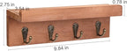 HRONRAD Rustic Key Holder for Wall, Farmhouse Wall Shelf with 4 Hooks, Wall Mounted Key Racks, Wooden Mail Organizer with Hooks for Entryway (Brown - Oak)