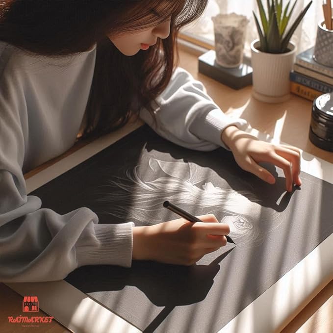 Raimarket 120 Sheets Carbon Paper for Tracing – Durable Smudge-Resistant Graphite Transfer Paper for Drawing, Sketching & Craft Projects | Black Copy Paper for Wood, Canvas, Fabric & Art Surfaces