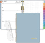 SUNEE 2026 Planner, Weekly and Monthly Calendar Planner, January 2026-December 2026, Daily Agenda with Tabs, Note Pages, Spiral Binding, 8.5"x11", Blue