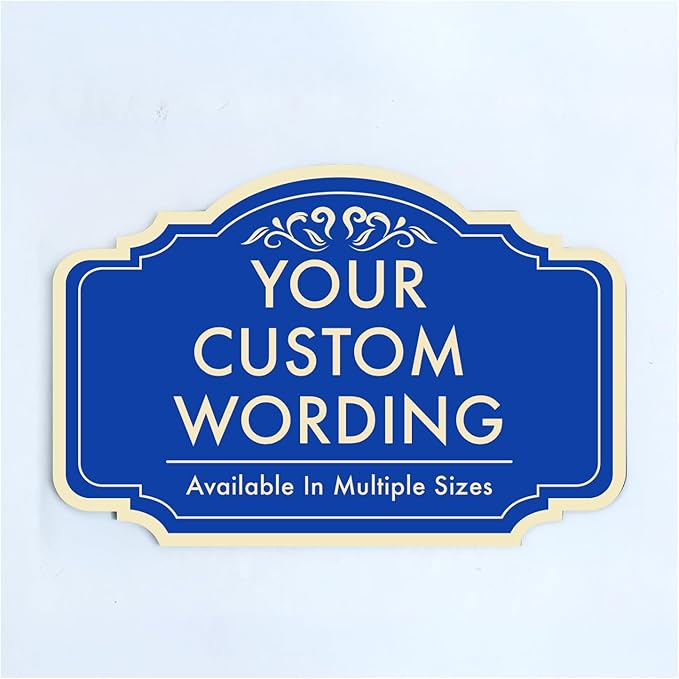 Custom Decorative Outdoor Metal Sign - Personalized Aluminum Driveway Sign, Waterproof, Made In USA - Design 2 Blue Steel 42x28 In
