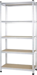 Amazon Basics Double Post Press Board 5 Tier Shelf 36 x 18 x 72, Aluminum | Medium Duty, Storage, Shelving