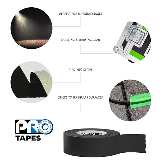 1" Width ProTapes Pro Gaff Premium Matte Cloth Gaffer's Tape With Rubber Adhesive, 11 mils Thick, 55 yds Length, Teal (Pack of 1)