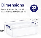 Superio Storage Bins with Lids, Clear Plastic Containers for Organizing, Stackable Totes, BPA Free, Odor Free, Organizer Boxes for Home, and Dorm (2 Pack, 22.7 Qt)