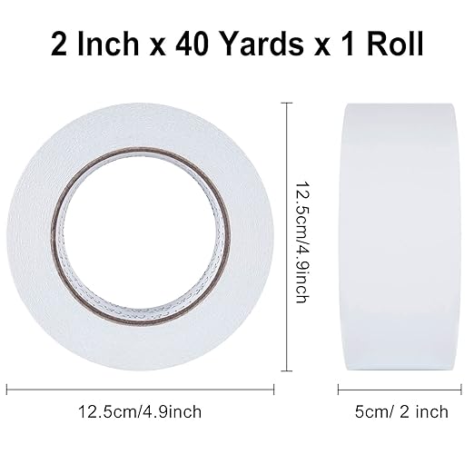 LELADY Double Sided Tape 2 Inch x 40 Yards- 1 Roll Double-Sided Adhesive Sticky Tape, High Adhesive Double-Sided Tape, for Arts, Crafts, Office School Stationery Supplies