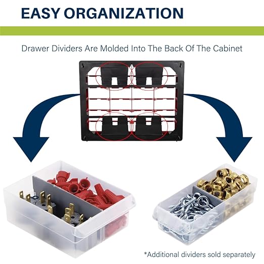 Akro-Mils 44-Drawer Plastic Drawer Storage Cabinet for Garage Organization, Bead Organizer, Building Bricks Storage, Teacher Toolbox, Makeup Organizer, 20-Inch W x 6-Inch D x 16-Inch H, 10144 Red