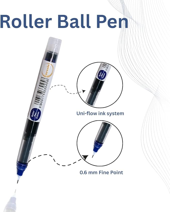REVAIS Blue Gel Pens Pack of 6 | 0.6mm Smooth Writing Rollerball Pen | Premium German Ink | Ergonomic Grip | Quick-Dry | Ideal for Students & Office Use