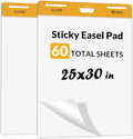 SUNEE Sticky Easel Pads, 25x30 Inches, 30 Sheets/Pad, 2 Pack – Self Stick Flip Chart Paper for Whiteboards, Premium Large White Chart Paper