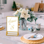 PPH-Sisy Acrylic Sign Holder 5X7 Gold Picture Frame,Double Sided Clear Display Stand , Table Acrylic Stand for Home Office Shop Restaurant (4pcs)