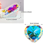 SWTHONY 60mm Crystal Diamond Paperweight Heart Shaped Glass Gems Big Fake Diamonds Paper Weights for Women Desk Wedding Centerpiece AB-Coated
