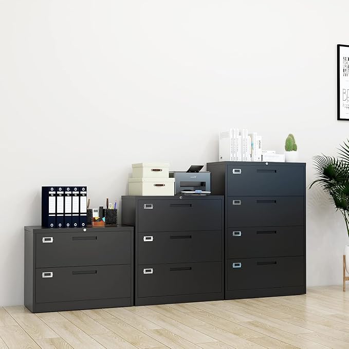 Fesbos Lateral File Cabinet with Lock, 2 Drawer Large Metal Filing Cabinet,Home Office Lockable Storage Cabinet for Hanging Files Letter/Legal/F4/A4 Size-Assembly Required