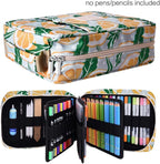 qianshan Pencil Case Holder Slot - Holds 202 Colored Pencils or 136 Gel Pens with Zipper Closure - Large Capacity Pen Organizer for Watercolor Pens or Markers - Perfect for Artist Grey Lemon