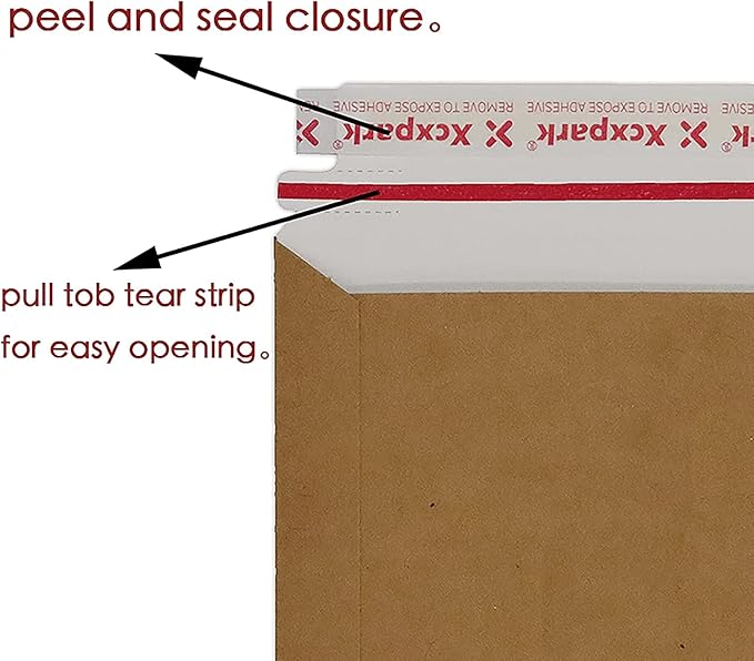 Xxcxpark 25 Pack Brown Kraft Rigid Mailers, 6.25 x 8.25 inches Self Seal Photo Document Mailers Premium Cardboard Keep Flat Envelopes for Photos, Pictures, Papers, Files, CD